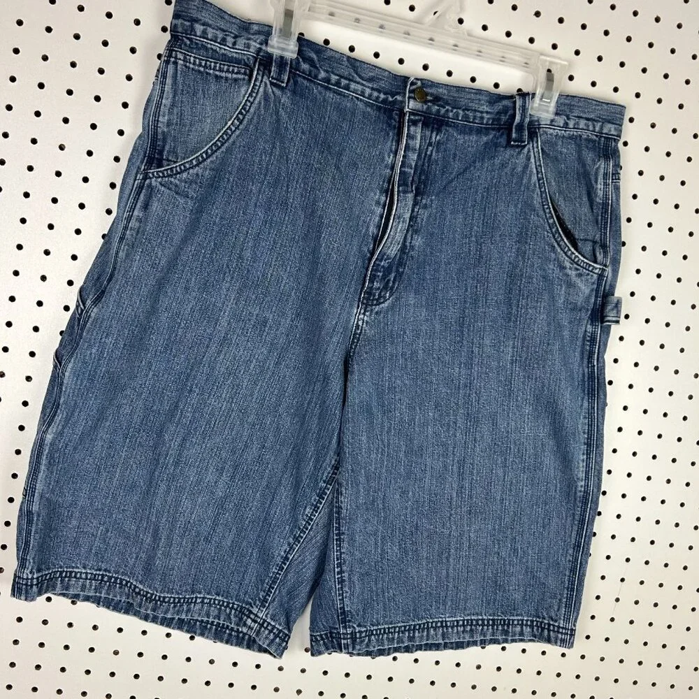 Club Room Baggy Jean Shorts Size 36 Denim Jorts Work Wear Wide Leg Carpenter Y2K - Picture 5 of 7